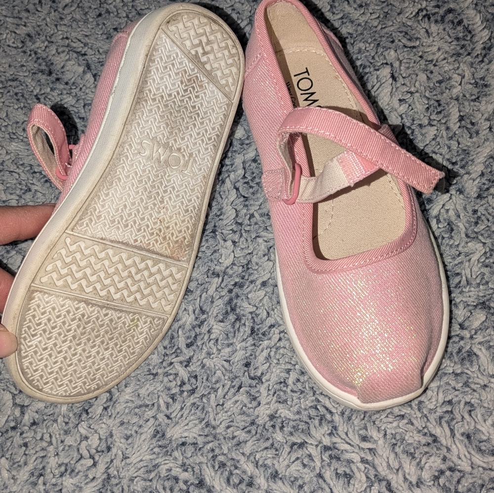 TOMS Kids Sparkly Pink Mary Jane Shoes